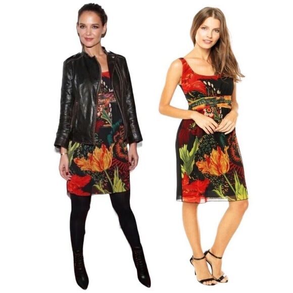 Desigual Dresses & Skirts - Desigual by Lacroix Dress Floral Print Sheer Sleeveless Size Medium Black Stretc